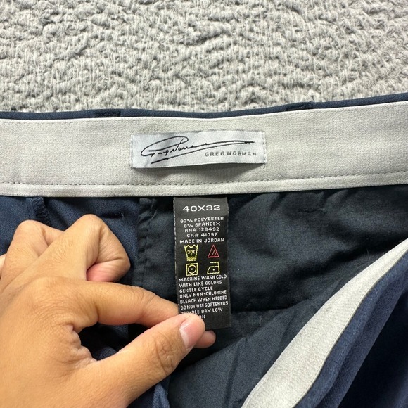 Greg Norman Chino Pants Mens 40x32 Blue Navy Polyester Stretch Straight Golf - Picture 3 of 9